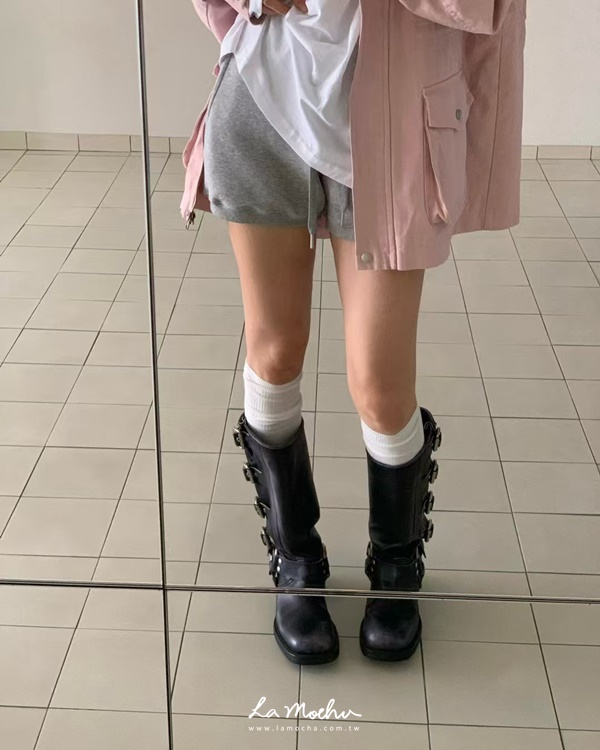鬆緊高腰棉質短褲